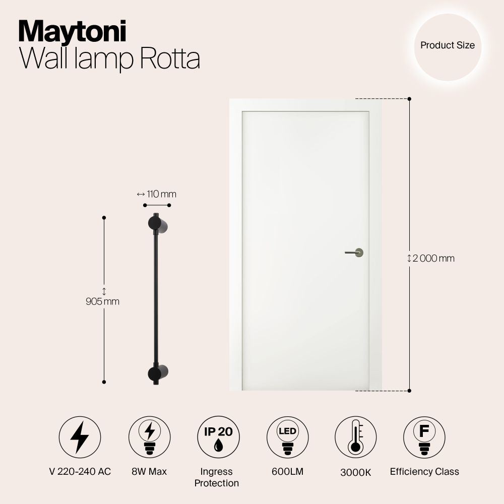 Настенный светильник (бра) Maytoni MOD413WL-L8B3K