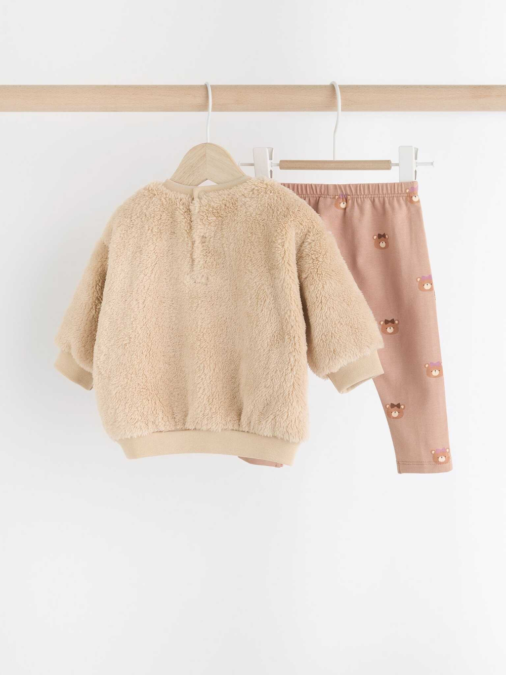 Толстовка флисовая и легинсы в комплекте для малышей Next 904-482, Бежевый, Коричневый