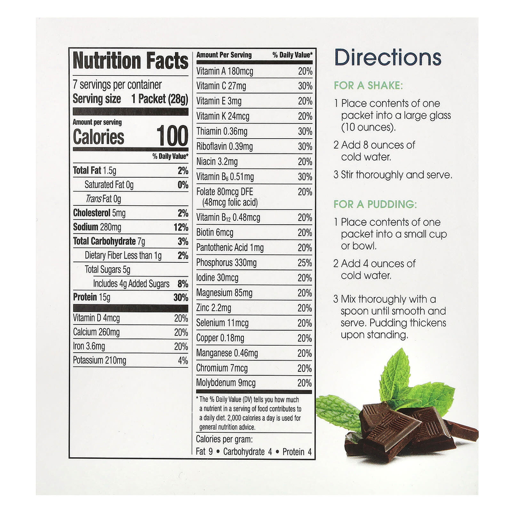 WonderSlim, Meal Shake, Meal Shake, крем Cocomint, 7 пакетиков по 28 г