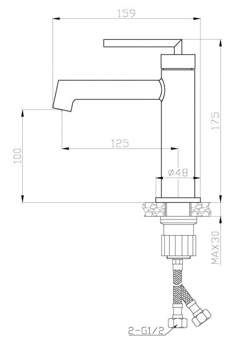 Смеситель BelBagno для раковины ACQUA-LVM-NERO