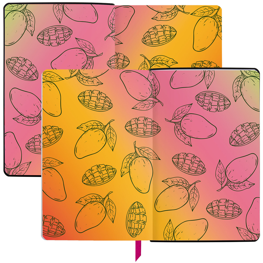 Ежедневник недатированный А5 (138х213 мм) BRAUBERG VISTA под кожу гибкий 136 л. "Fruit story" (2 штуки в упаковке)