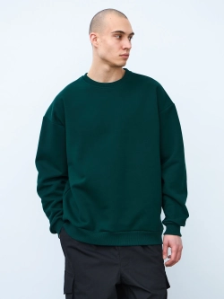 Свитшот оверсайз, без начеса (темно-зеленый)