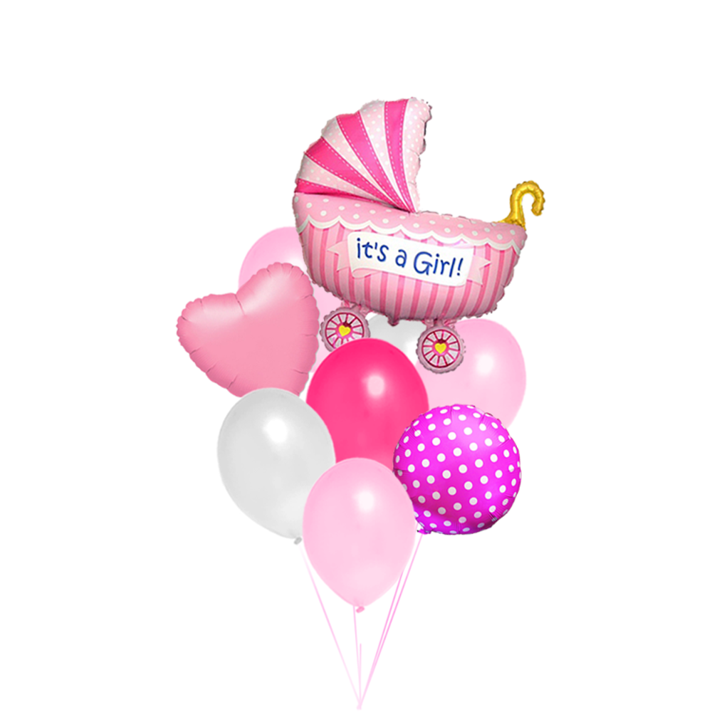 Фонтан коляска розовая