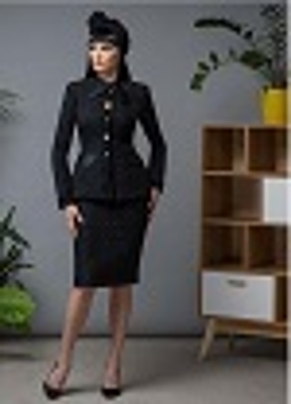 11-02-23 FW Твидовая юбка-карандаш в клетку, черный с люрексом XL