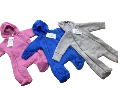 Комбинезон из футера 3-х нитки с начесом с капюшоном цвет розовый, размер 56,62см