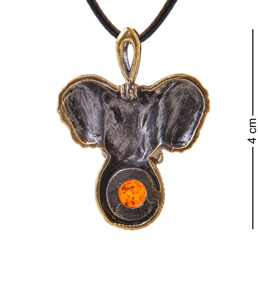 AM-3400 Подвеска «Слон Африка» (латунь, янтарь)
