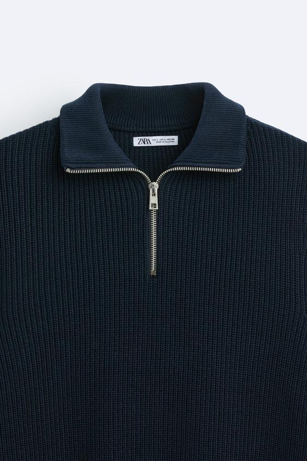 ZARA СВИТЕР С КОРОТКОЙ ЗАСТЕЖКОЙ-МОЛНИЕЙ, МОРСКОЙ СИНИЙ