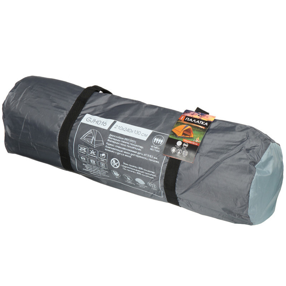 Палатка 4х-местная, 240х210х130 см, 2 слоя, 1 комн, с москитной сеткой, 1 вентиляционное окно, Green Days, GJH016