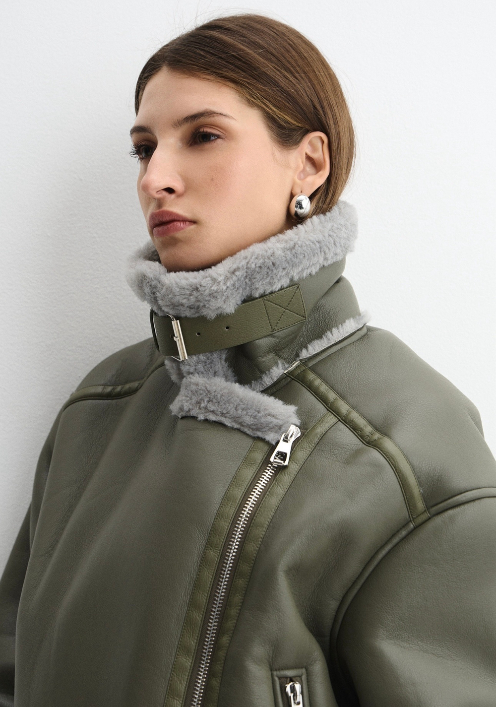 Дубленка Авиатор олива