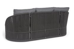 "Монтелла" диван 3-местный плетеный из роупа, каркас алюминий темно-серый (RAL7024) муар, роуп темно-серый круглый, ткань темно-серая 027