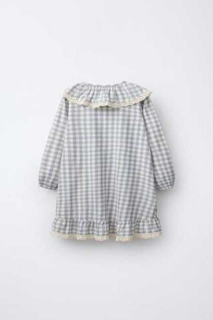 ZARA НОЧНАЯ РУБАШКА В КЛЕТКУ ВИШИ, СЕРЫЙ