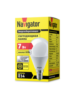 Лампа светодиодная 94 468 NLL-G45-7-230-4K-E14 7Вт шар 4000К нейтр. бел. E14 560лм 176-264В Navigator 94468