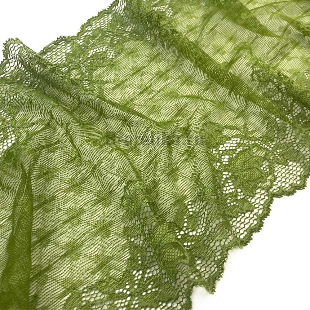 Кружево эластичное зеленое 21 см