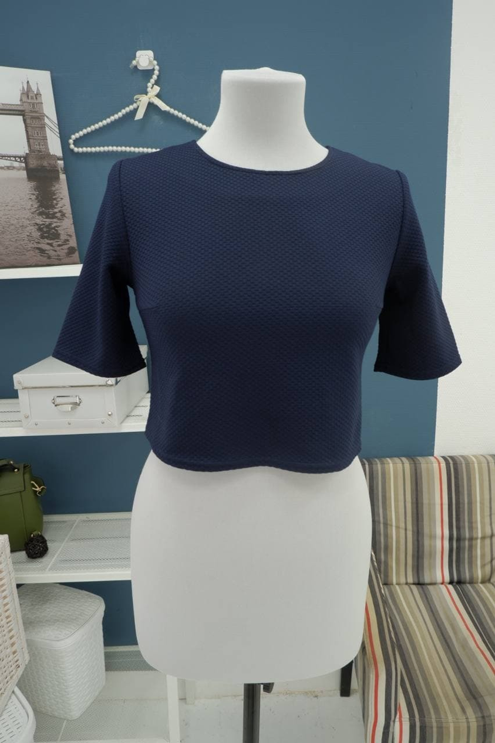 Топ Alexandra Kazakova с коротким рукавом темно-синий 42 размер, новый