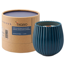 Свеча ароматическая Tkano Edge Lemon Mandarin & Neroli синяя 60ч