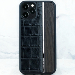 Эксклюзивный чехол iPhone с мореным дубом и натуральной кожей - Euphoria HM Premium - солидный, стильный, дорогой, оригинальный