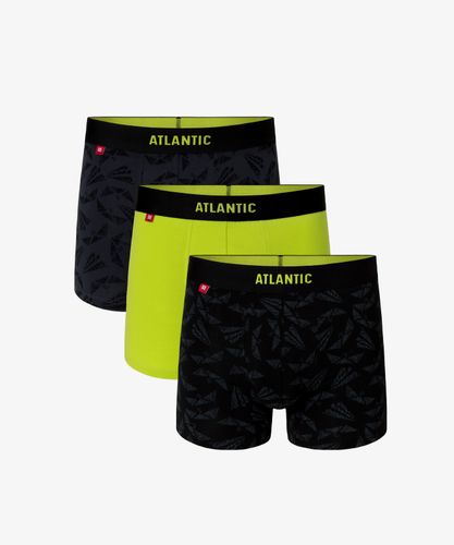 Мужские трусы шорты Atlantic, набор из 3 шт., хлопок, графит + лайм + черные, 3MH-040