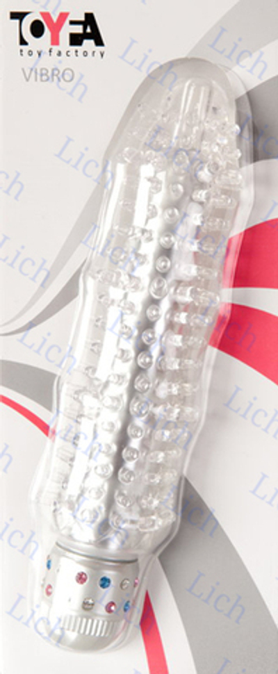 Прозрачный многоскоростной вибратор с шипами и стразами