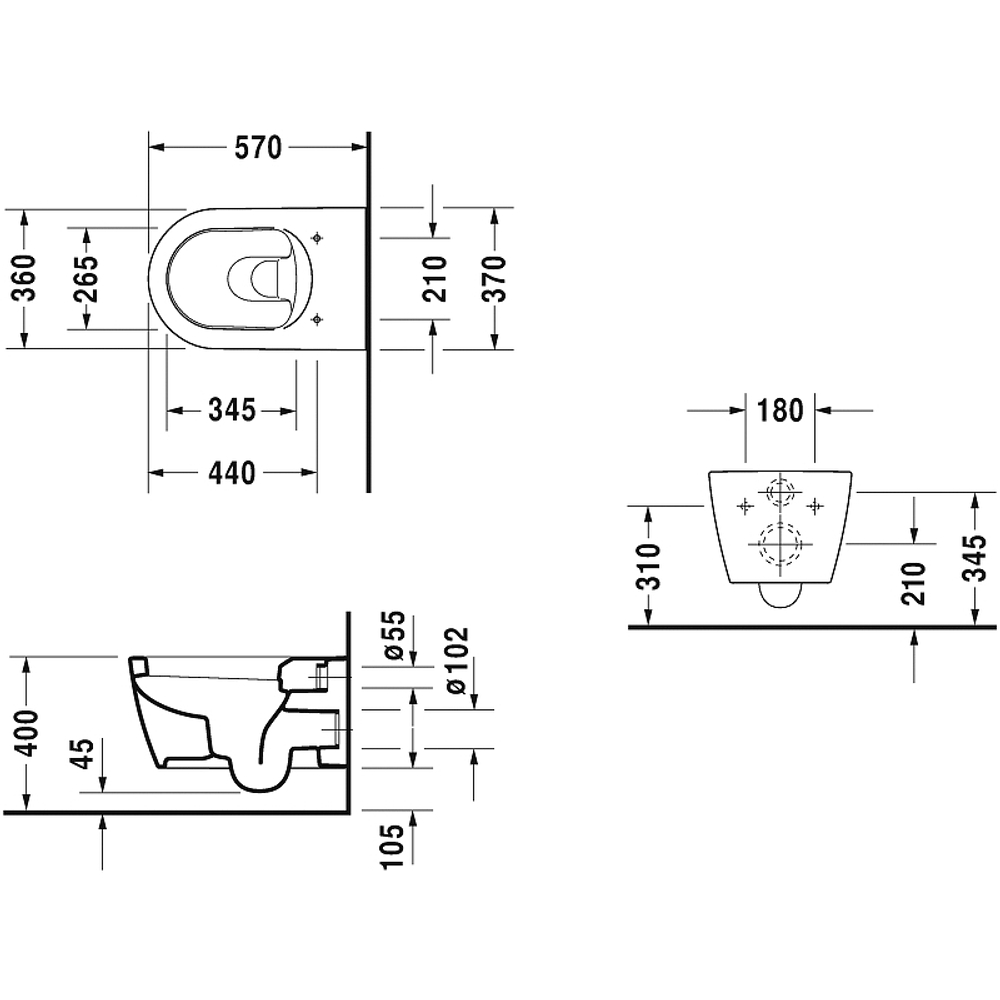 Унитаз Duravit ME by Starck 25280900001 подвесной без сиденья