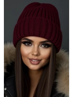 шапка вязаная теплая зимняя с отворотом стильная