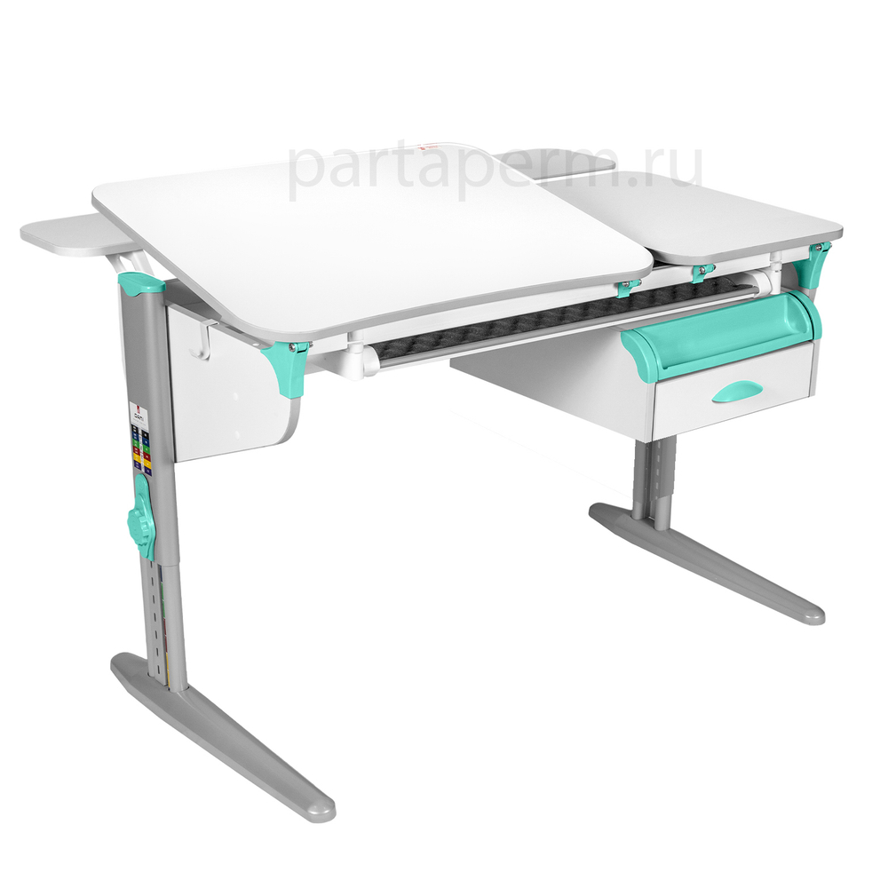 Растущая парта Дэми СУТ 45 с лотком и тумбой ТСН.07 с полками СУТ.45.350 (1200×820 мм)