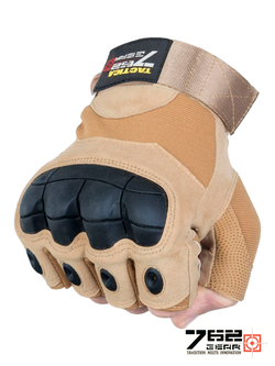 Перчатки беспалые с костяшками Tactica 7.62 Gear Army Tactical Gloves (325). Койот