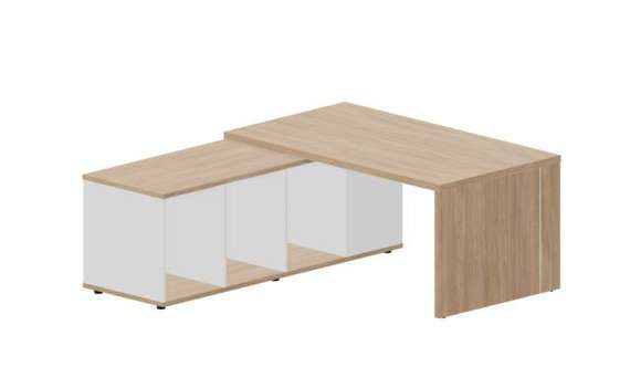 Стол на опорной сервисной тумбе (левый) 160(+0/15/30)х180х73.5см