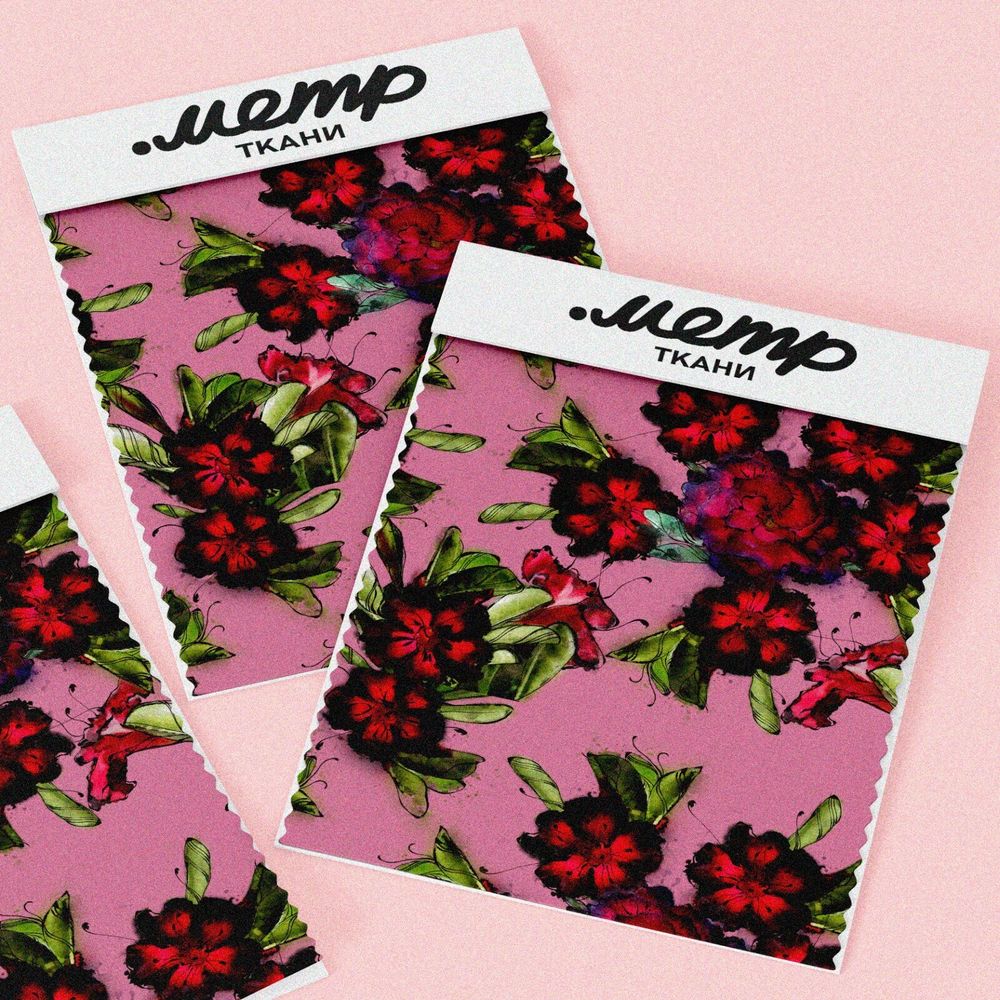 Ткань оксфорд 210 чёрно-красные живописные цветы