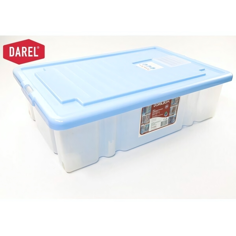 Ящик с крышкой DARELBOX 36л на колесах 605*400*165 синий