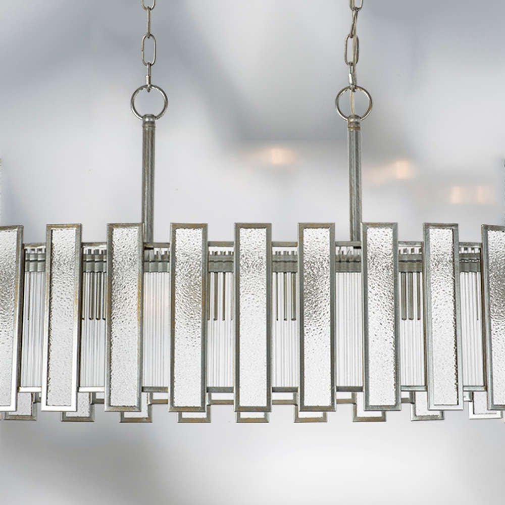 712164 Люстра AGAVE 6х40W E27 СЕРЕБРО С ПАТИНОЙ/ПРОЗРАЧНЫЙ