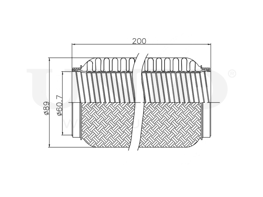 Гофра глушителя 60x200 мм InterLock UNIO EXP-60200L