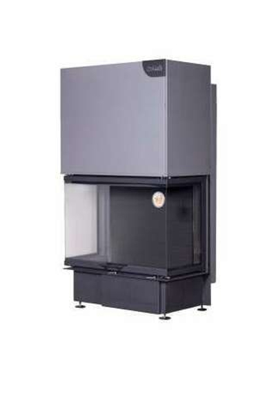 Каминная топка Экокамин ДЕЛЬТА 800 B три стекла принтинг черный шамот