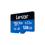 Карта памяти Lexar High-Performance 633x Blue microSDXC 128GB UHS-I U3 V30 A1, R/W 100/45 МБ/с с адаптером