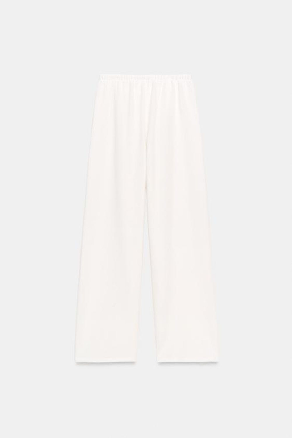ZARA БРЮКИ WIDE LEG ИЗ ТКАНИ В ДЕРЕВЕНСКОМ СТИЛЕ, ЭКРЮ