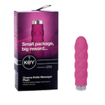 Небольшой силиконовый вибратор с рельефом KEY (5 режимов) (Цвет: малиновый)