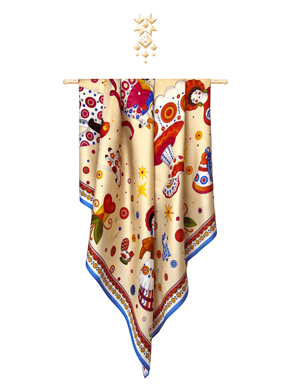 Платок «Дымковская игрушка» 100% шелк
