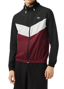 Куртка теннисная Lacoste Water Resistant Packaway Zipped Sport - black/gris/bordeaux