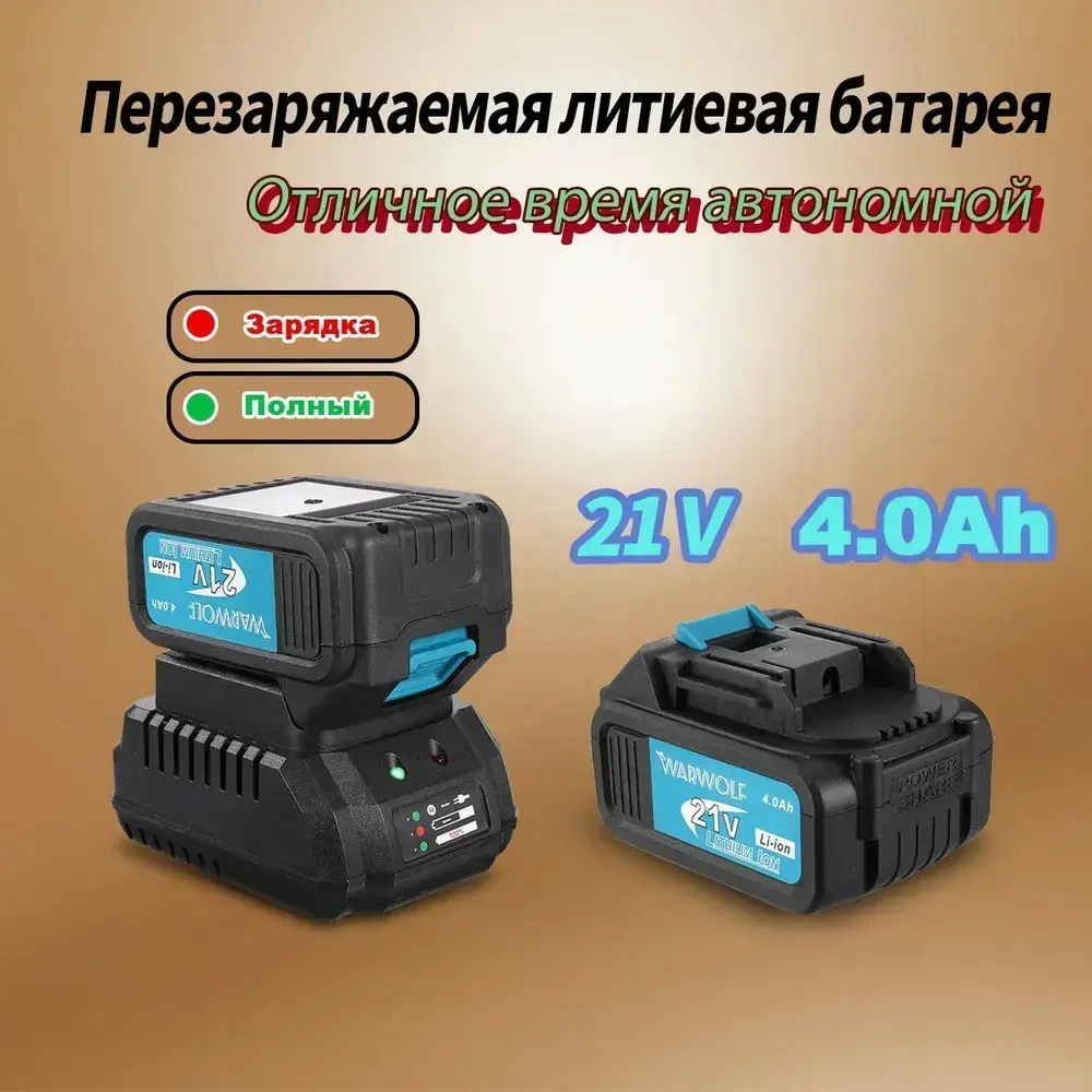 Болгарка аккумуляторная/Углошлифовальная машина бесщеточная, аккумуляторная, 2 АКБ 4.0 А/ч, диск 125 мм