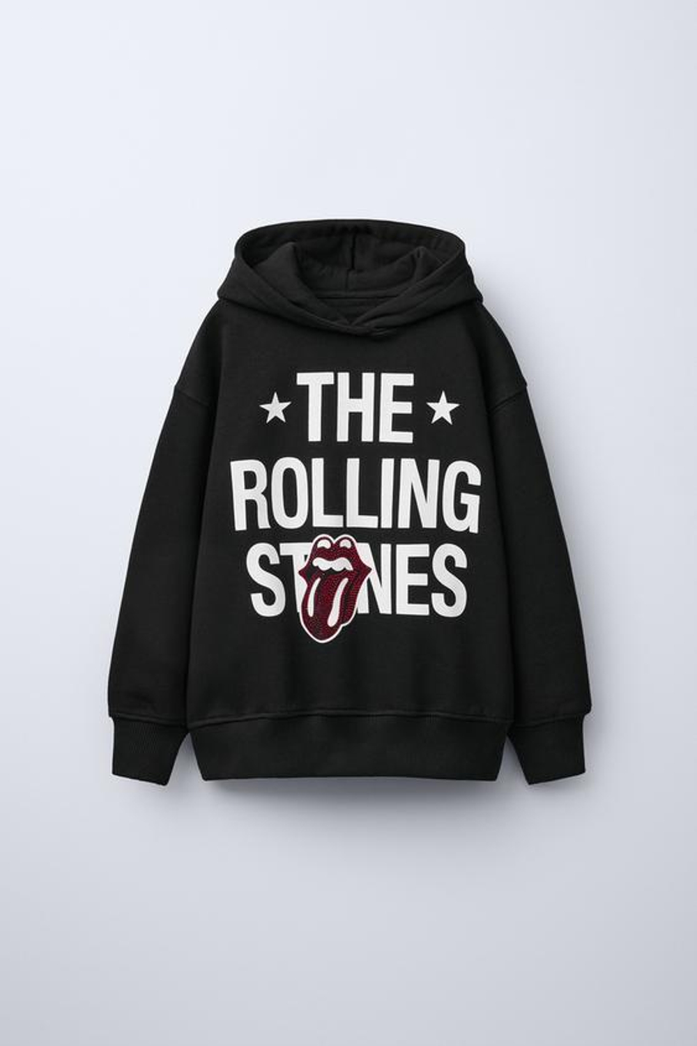 ZARA ХУДИ С ПРИНТОМ ROLLING STONES © И СТРАЗАМИ, ЧЕРНЫЙ