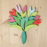 Деревянная мозаика круглая "цветок Лара", 73 детали