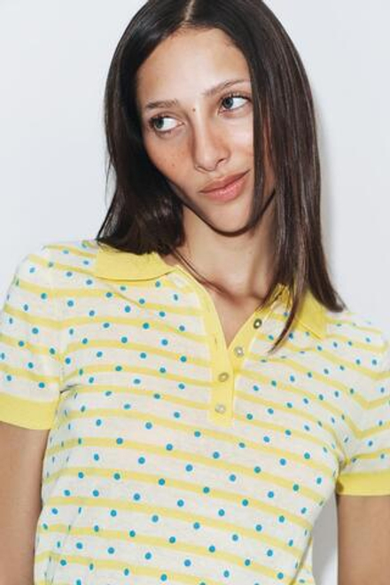 ZARA ТОП В ПОЛОСКУ И ГОРОШЕК, РАЗНОЦВЕТНЫЙ