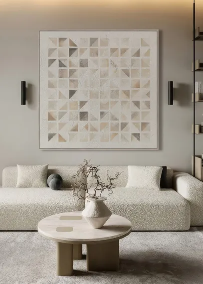 Постер Tile 100х100 см. молочный, бежевый