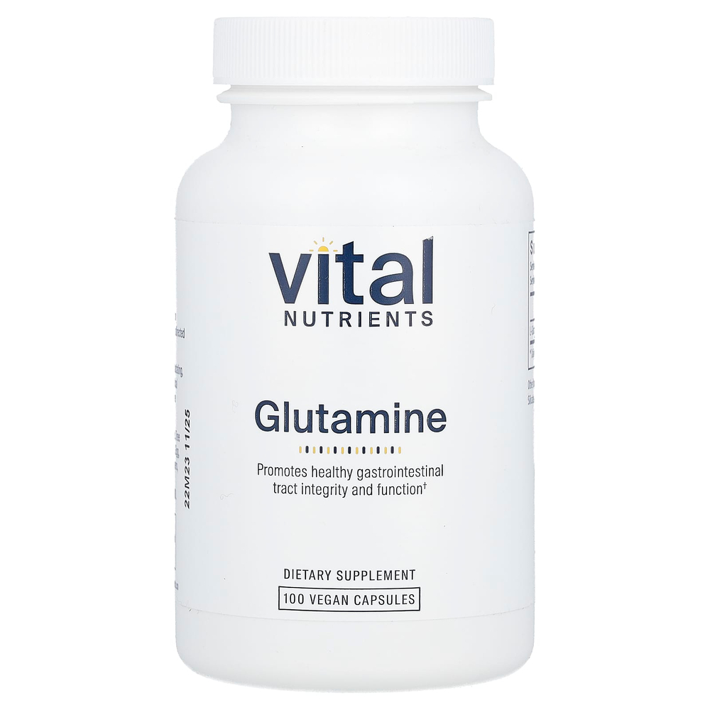 Vital Nutrients, глутамин, 100 веганских капсул (850 мг в 1 капсуле)