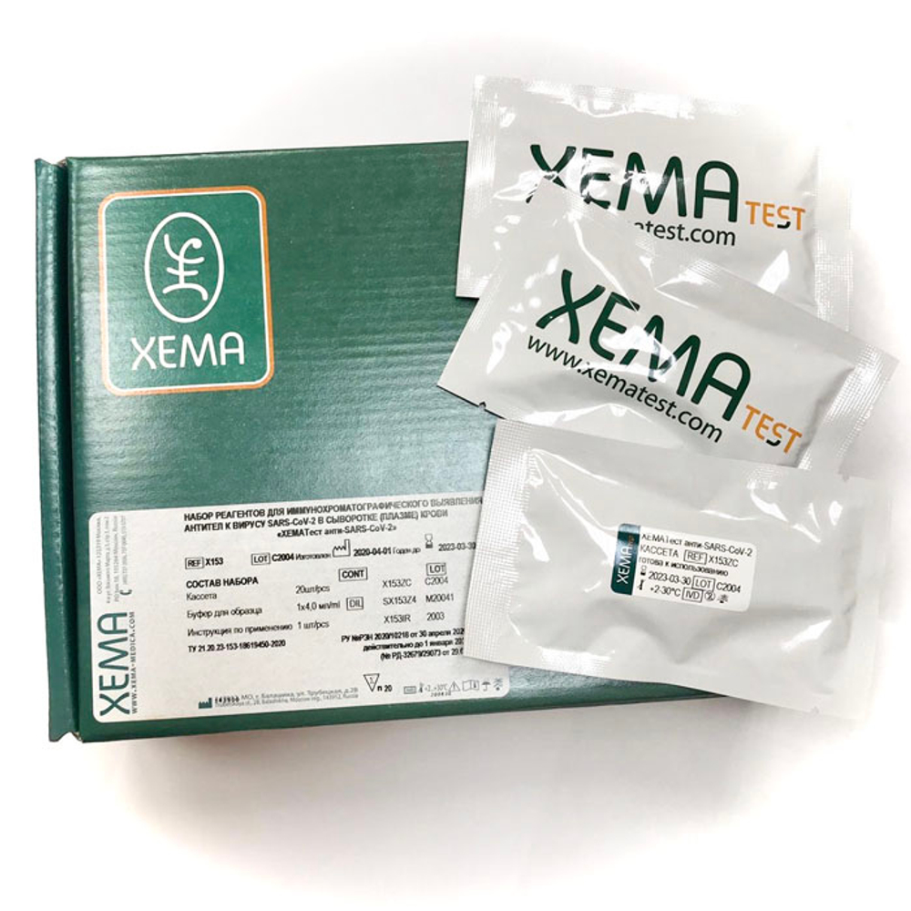 Коронавирус-тест ИХА на IgG/IgM «ХЕМАТест анти-SARS-CoV-2», 20ан./набор