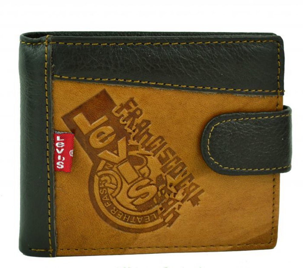 Бумажник кошелёк коричневый кожаный мужской молодёжный двойного сложения Levis-5612