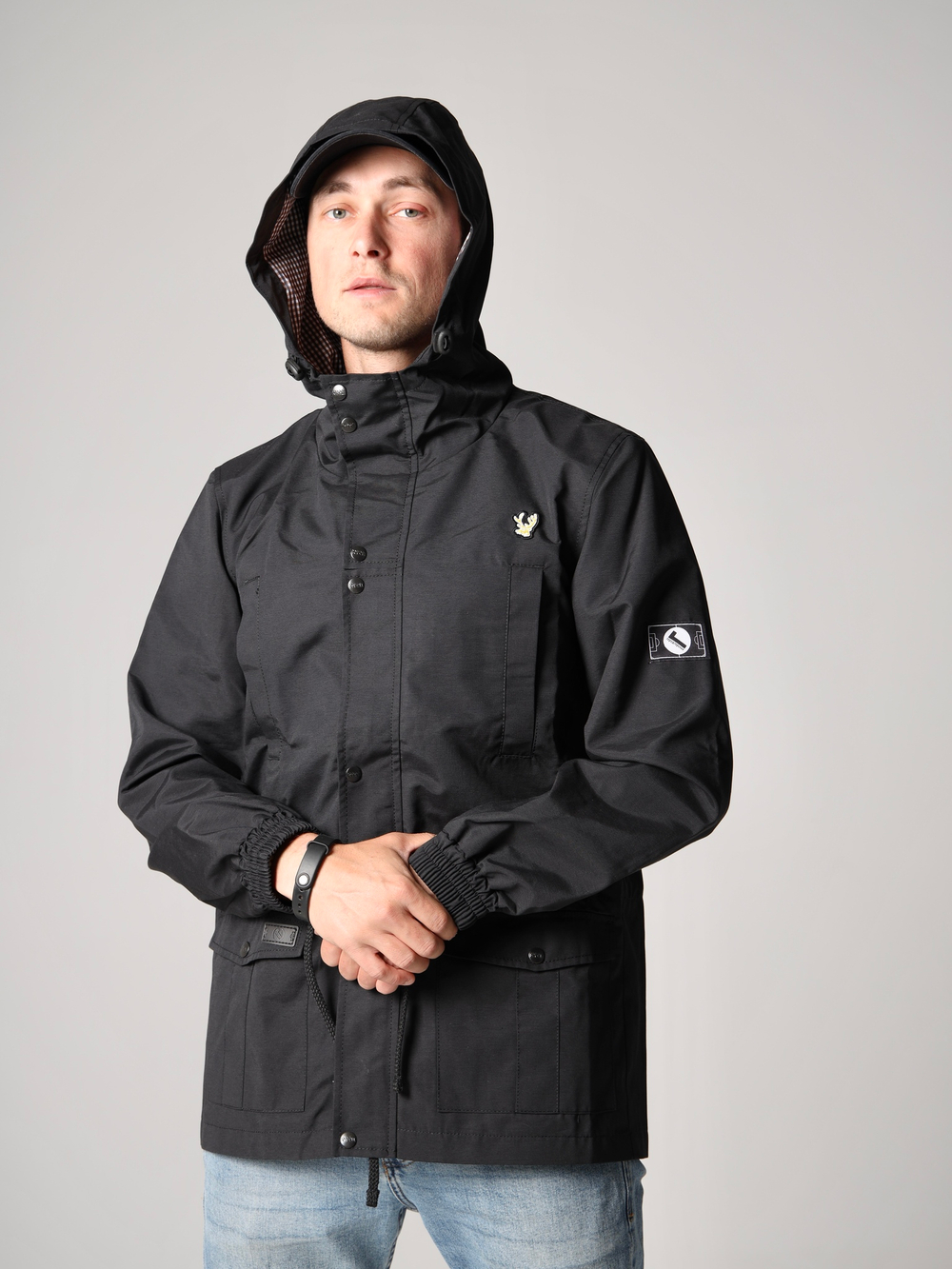 Парка мужская осень осенняя Город Горький черная желтый олень вышивка