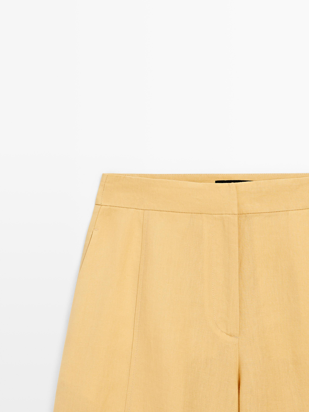 Massimo Dutti Льняные брюки прямого кроя, желтый