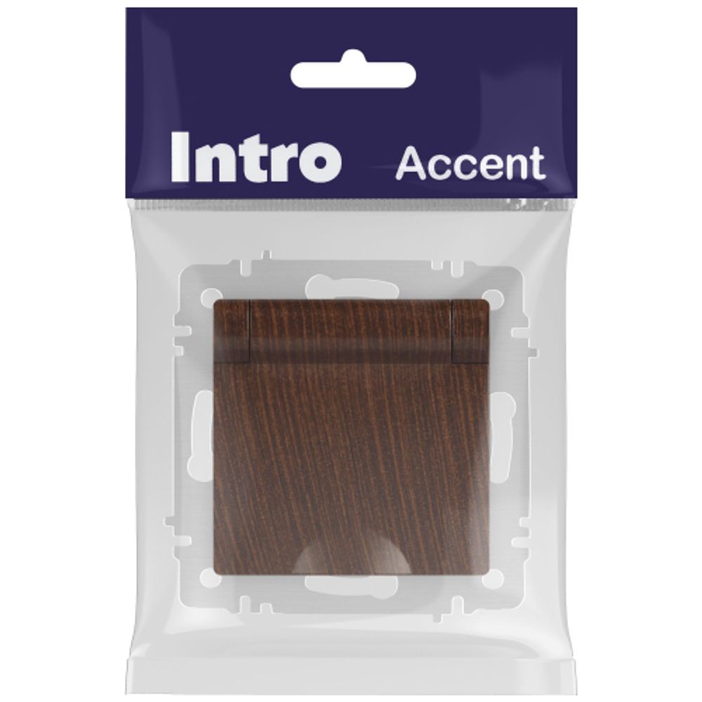 Розетка Intro Accent 6-203-10 2P+E Schuko с крышкой, 16А-250В, IP20, СУ, AL/CU, венге