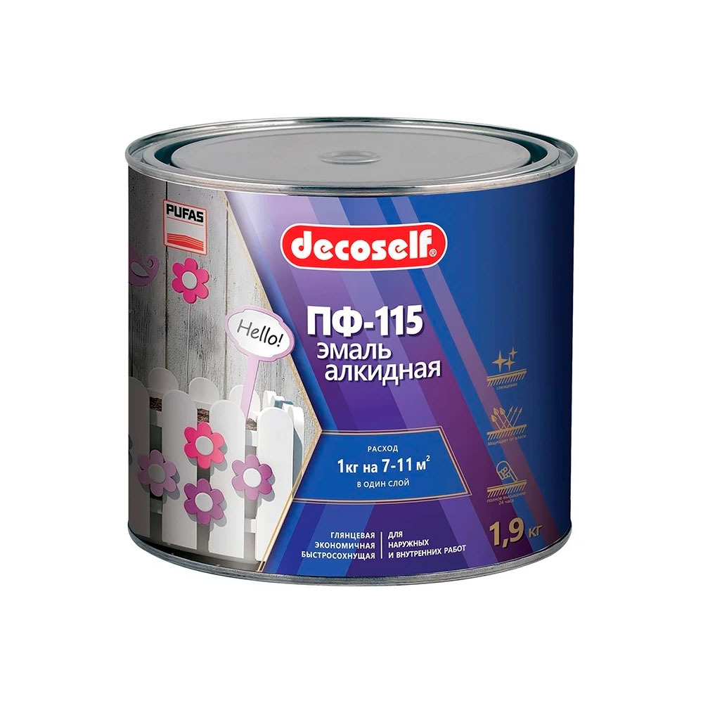 Decoself ПУФАС Эмаль ПФ-115 черный 1,9кг=1,4л