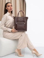 Сумка тоут коричневая из экокожи